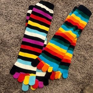 Colorful Striped Toe Socks